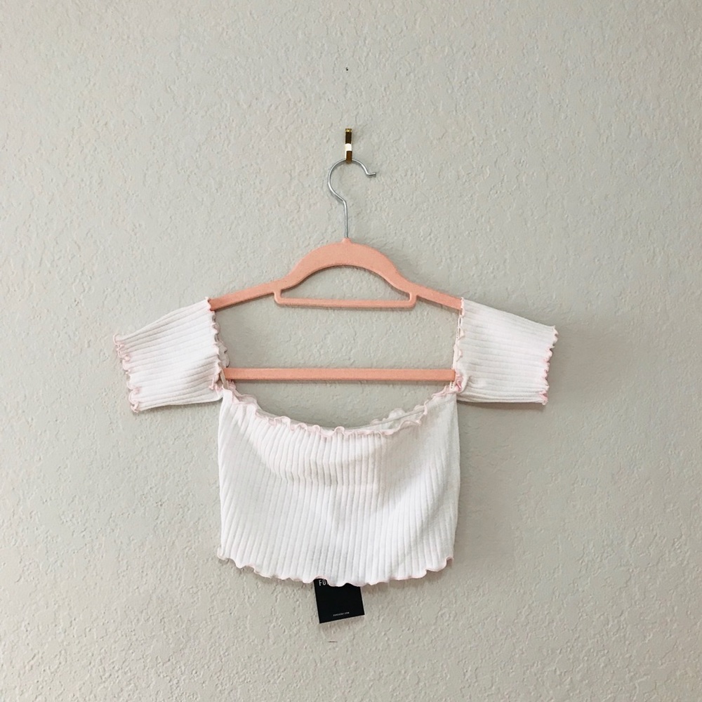 Forever 21 white and pink crop top